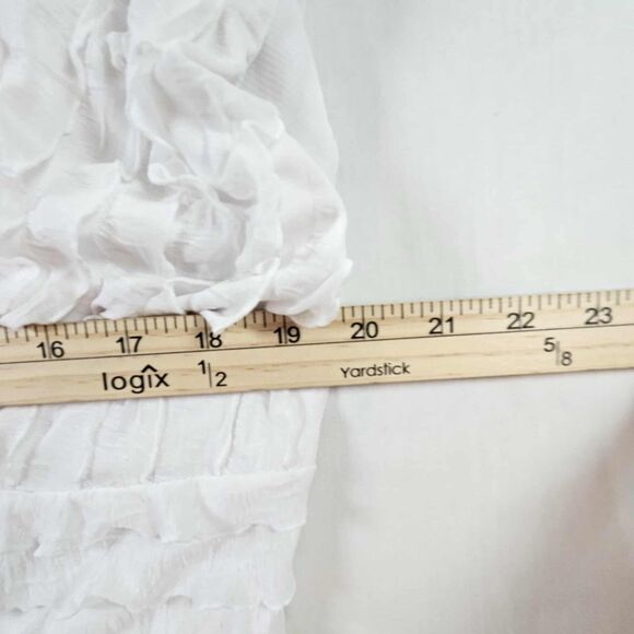 Jennie & Marlis Woman V Neck White Ruffled Sleeveless Top Stretchy XL - Picture 5 of 8